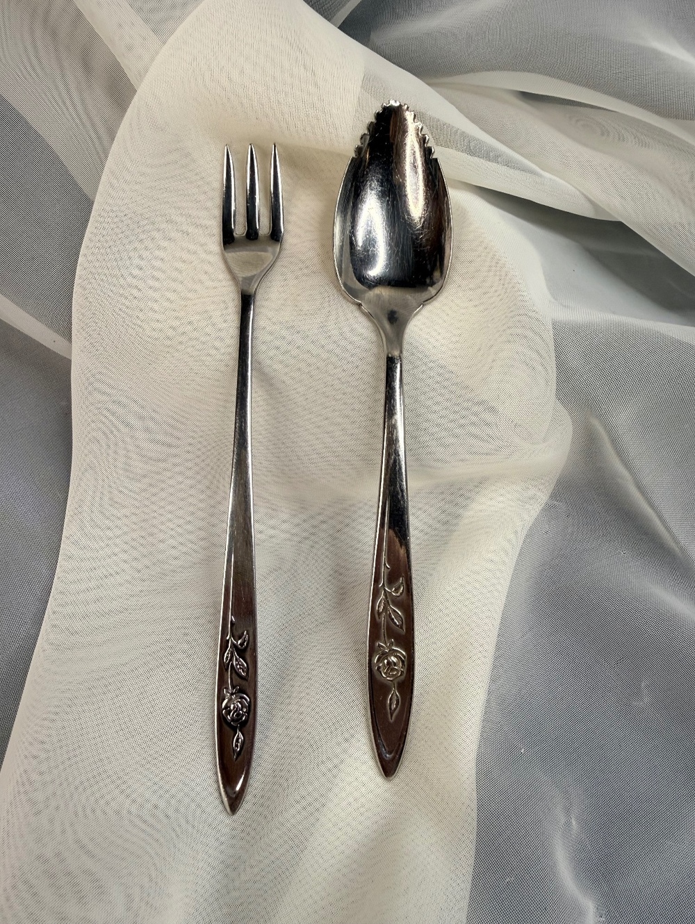 Oneida Community My Rose Stainless Relish Serving Set Jelly Spoon Olive Fork